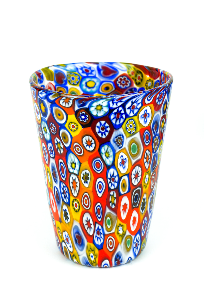 Murrina Millefiori Verre Pendentif - Verre Artisanale Diamètre 36mm - Chaîne Argent 925 50cm Murrina Millefiori Murano