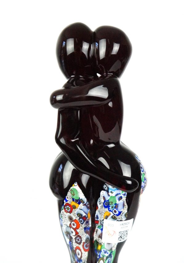 Lovers Sculpture - Millefiori Burgundy Red And Silver