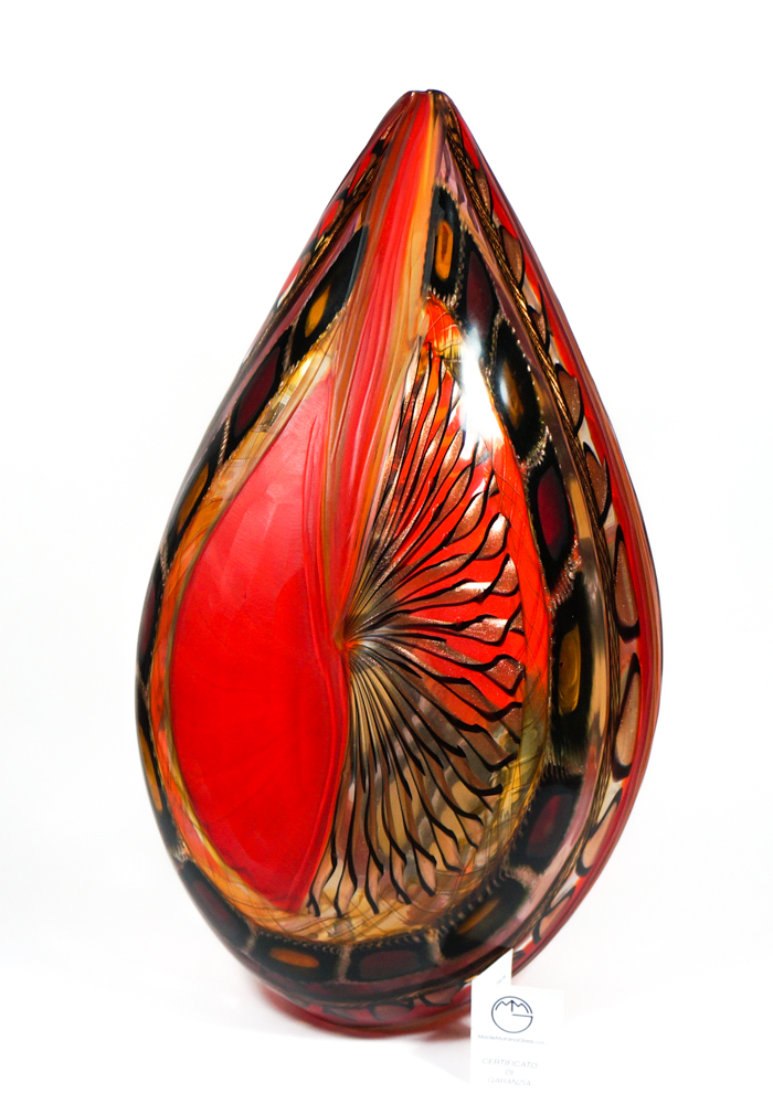 Energy - Exclusive Venetian Glass Vase Engraved - Murano Art Glass