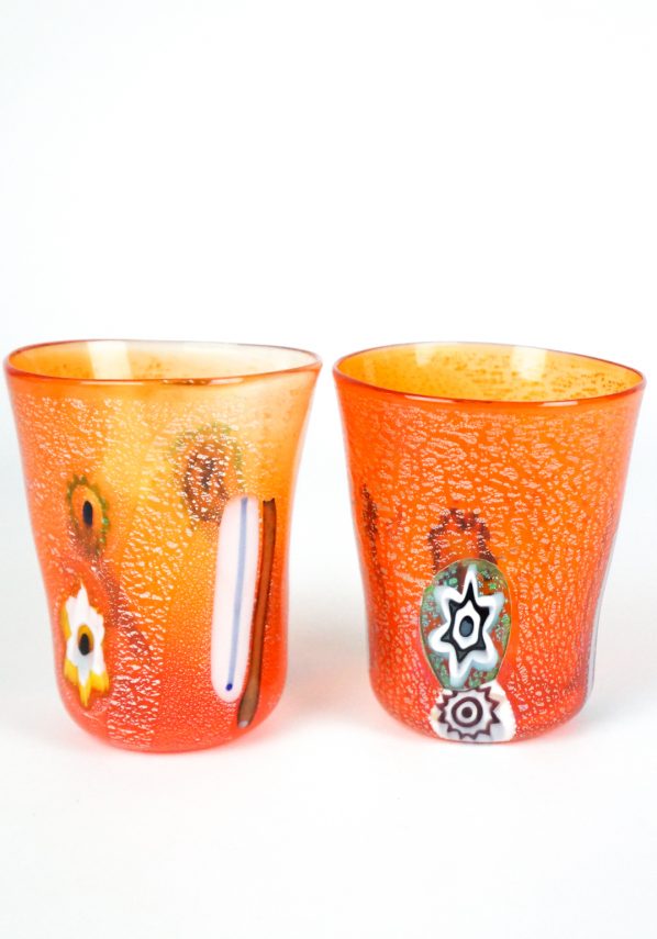 Lobio - Set Di 6 Bicchieri + Brocca Arancio In Vetro Murano