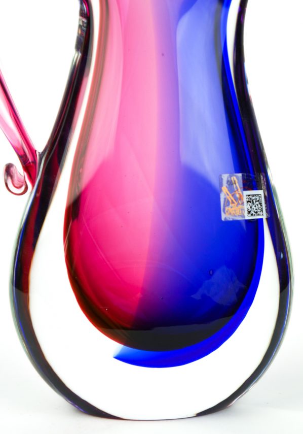 Lucik - Vaso Sommerso Rubino Blu - Made Murano Glass