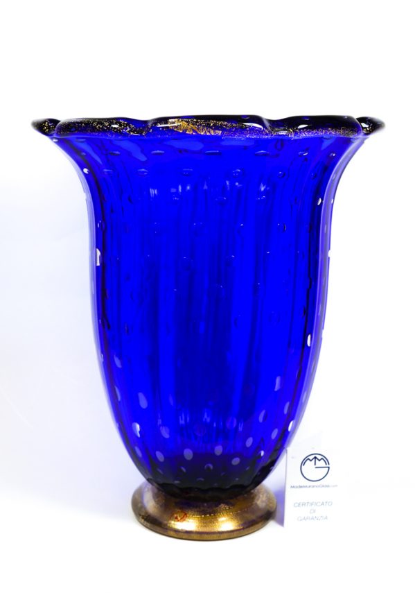 Bole - Murano Glass Vase Balloton Blue Gold