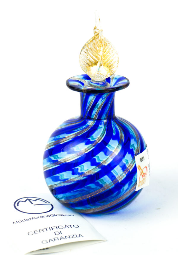 Bottle Blue And Gold Leaf