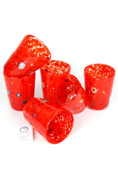 Silu – Set Of 6 Drinking Glasses Red – Murano Tumbler