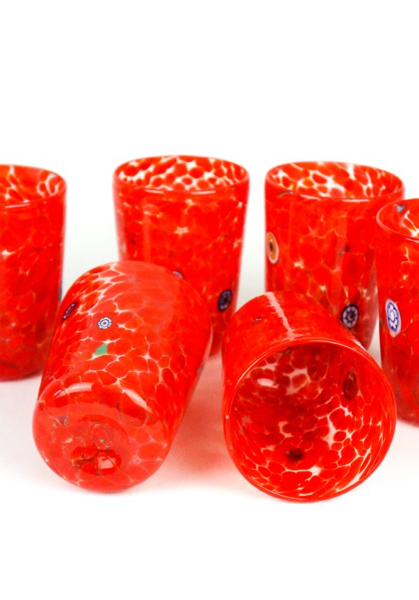Silu - Set Of 6 Drinking Glasses Red - Murano Tumbler