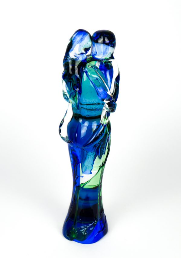 Scultura Di Amanti - Verde E Blu - Made Murano Glass
