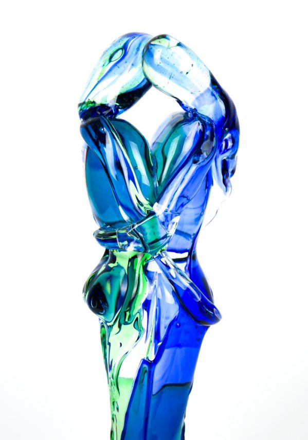 Lovers Sculpture - Green And Blue - Made Murano Glass