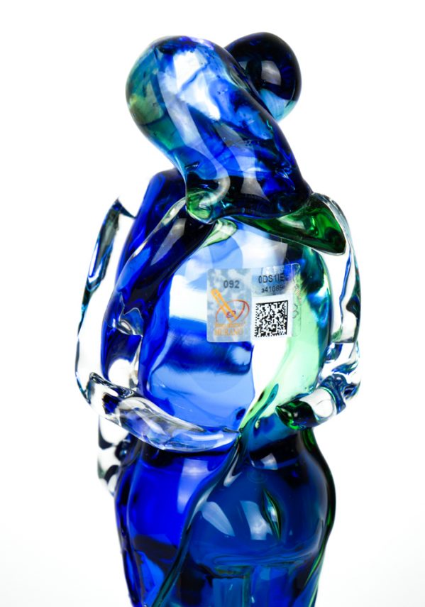 Scultura Di Amanti - Verde E Blu - Made Murano Glass