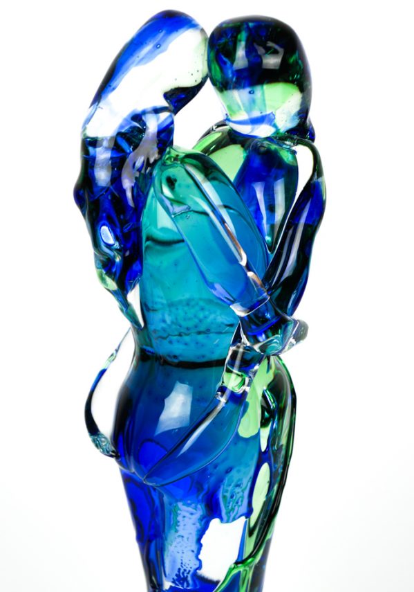 Lovers Sculpture - Green And Blue - Made Murano Glass
