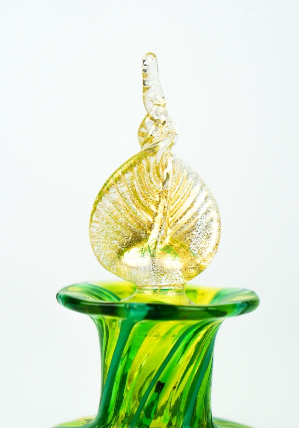 Bottiglietta In Canna Cipolla Verde - Made Murano Glass