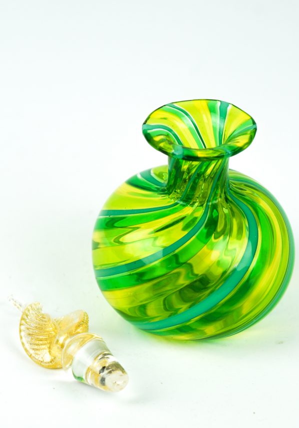 Bottiglietta In Canna Cipolla Verde - Made Murano Glass
