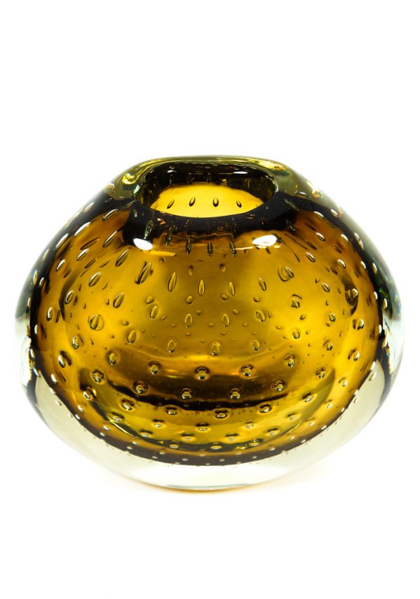 Rita - Venetian Blown Glass Vase Amber Sommerso - Made Murano Glass