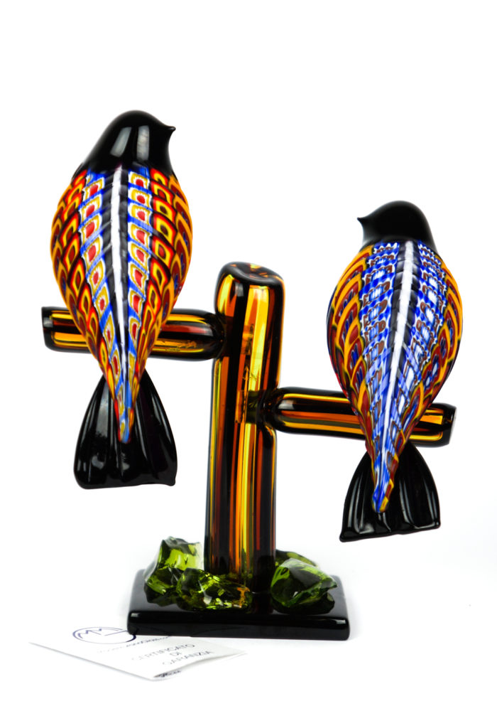 Sculpture Of Birds – Murrina Millefiori – Made Murano Glass