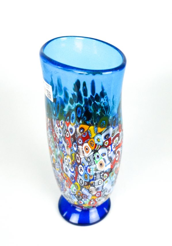Lindo - Blown Vase Aquamarine And Murrina Millefiori