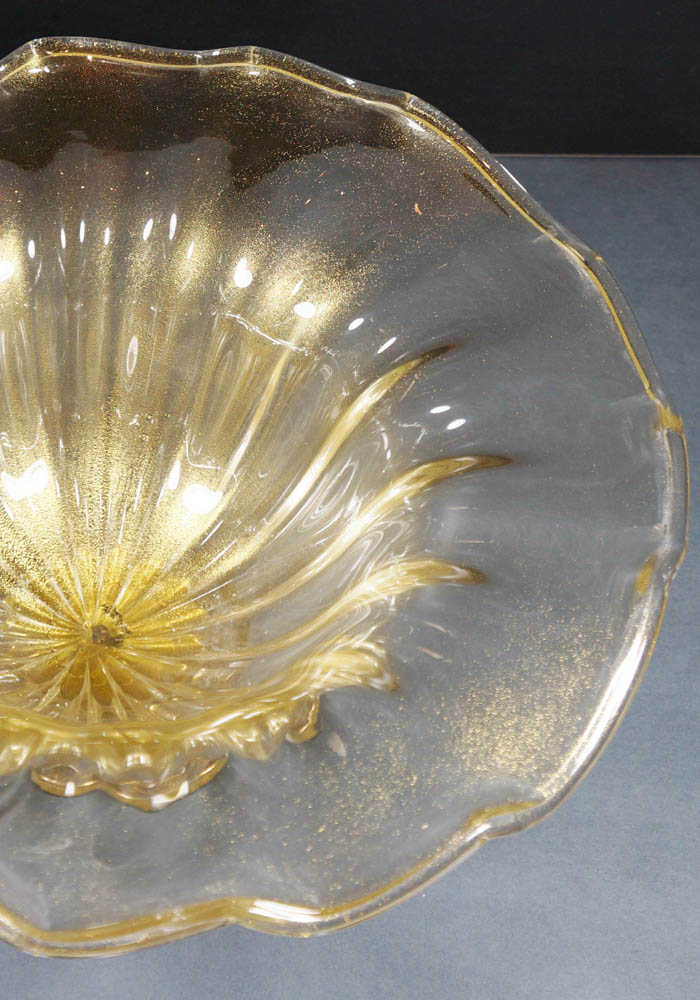 Murano Glass Bowl All Gold 24 Carats Glass Vases Murano
