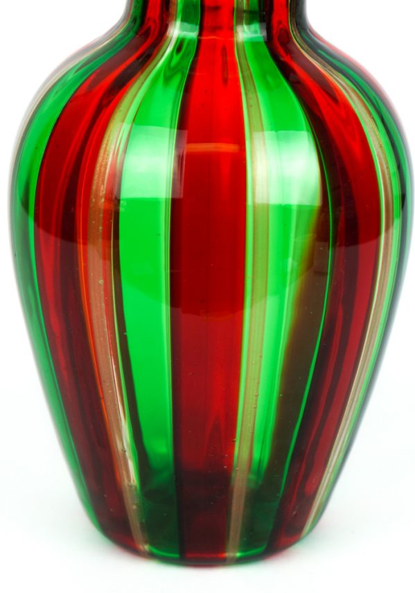 Maratea - Vaso Vetro Soffiato In Canna Verde-Rosso