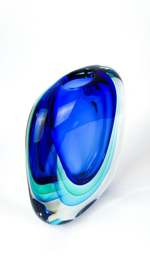 Marino - Vaso Sommerso Blu Verde Acqua - Made Murano Glass