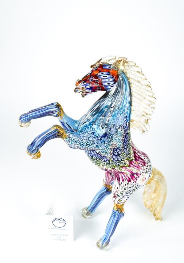 Sculpture Horse Mosaic Murrina Millefiori - Made Murano Glass