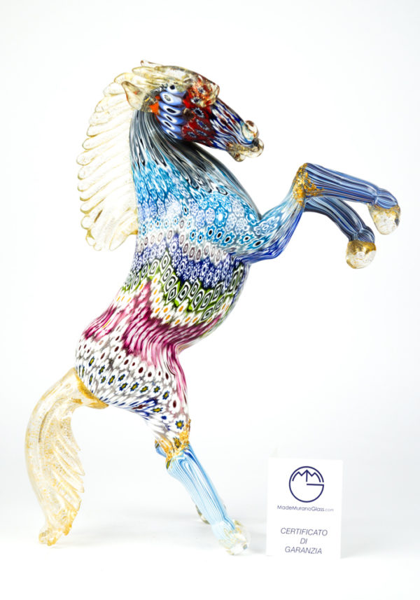 Sculpture Horse Mosaic Murrina Millefiori - Made Murano Glass