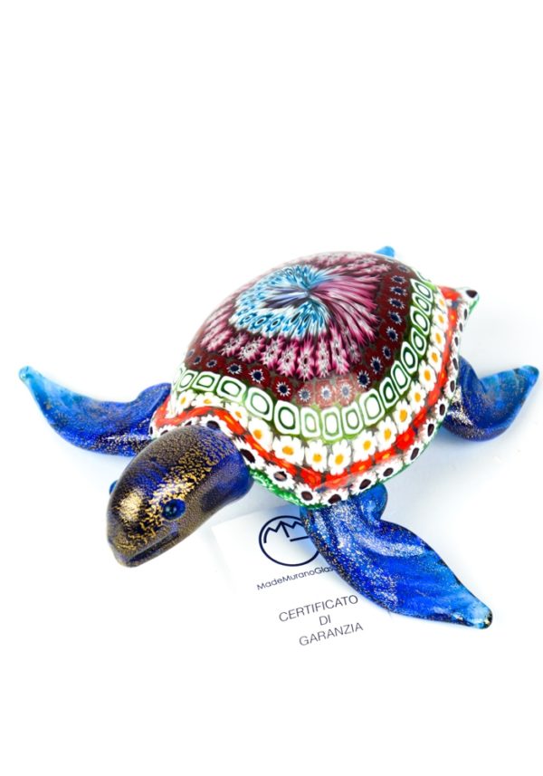 Sculpture Sea Turtle Mosaic Murrina Millefiori - Made Murano Glass