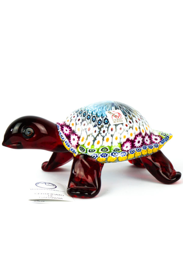 Sculpture Turtle Mosaic Murrina Millefiori - Made Murano Glass