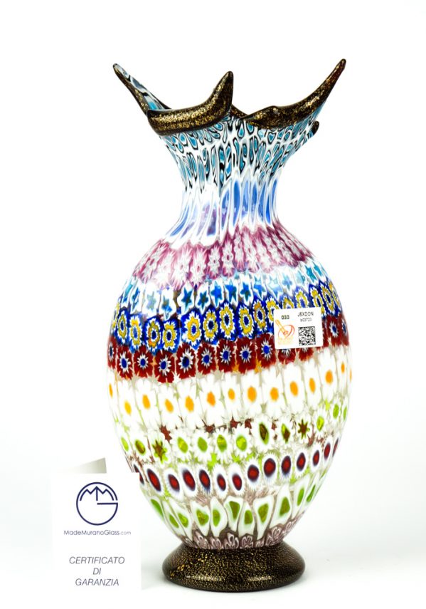 Rivers - Mosaic Vase With Murrina Millefiori And Gold 24kt