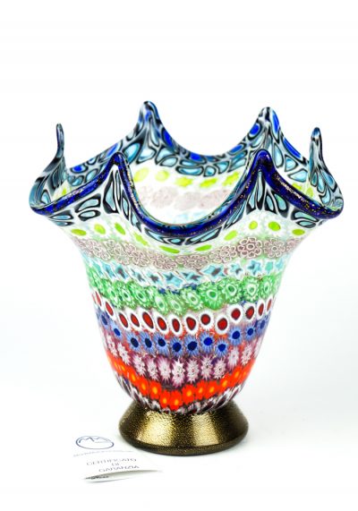 Milly – Mosaic Vase With Murrina Millefiori And Gold 24kt