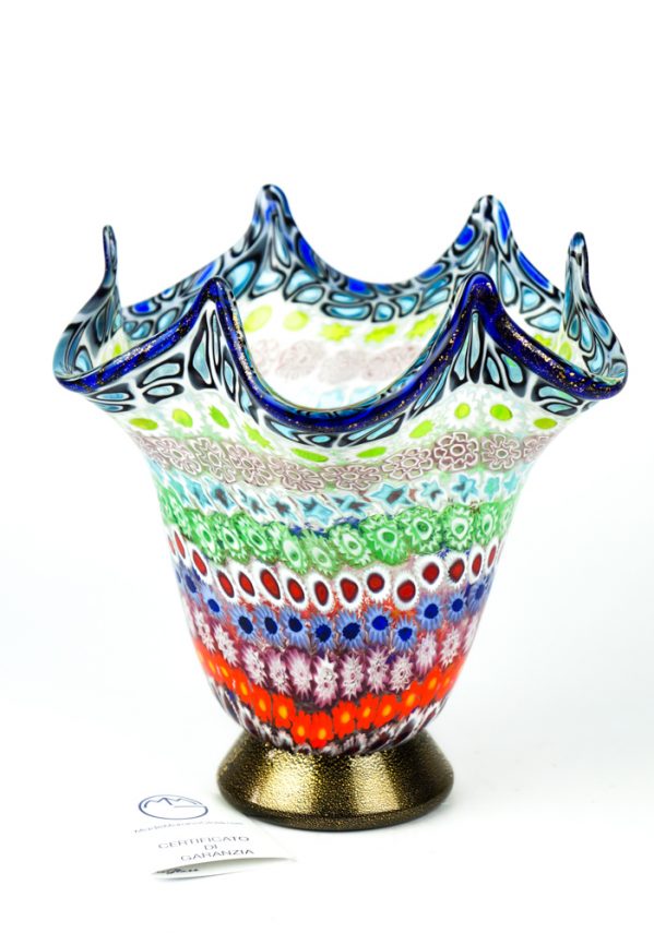 Milly - Mosaic Vase With Murrina Millefiori And Gold 24kt
