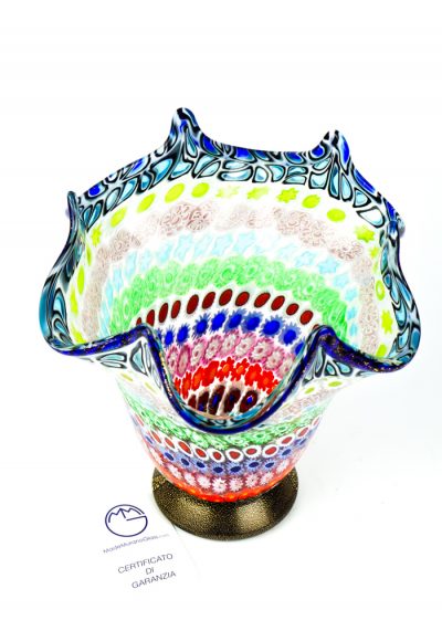 Milly - Mosaic Vase With Murrina Millefiori And Gold 24kt