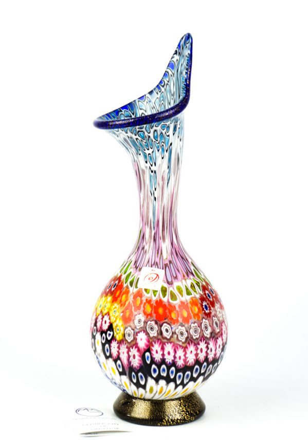 York - Mosaic Vase With Murrina Millefiori And Gold 24kt