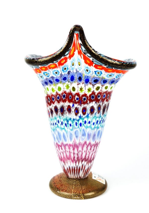 Cornucopia - Mosaic Vase With Murrina Millefiori And Gold 24kt