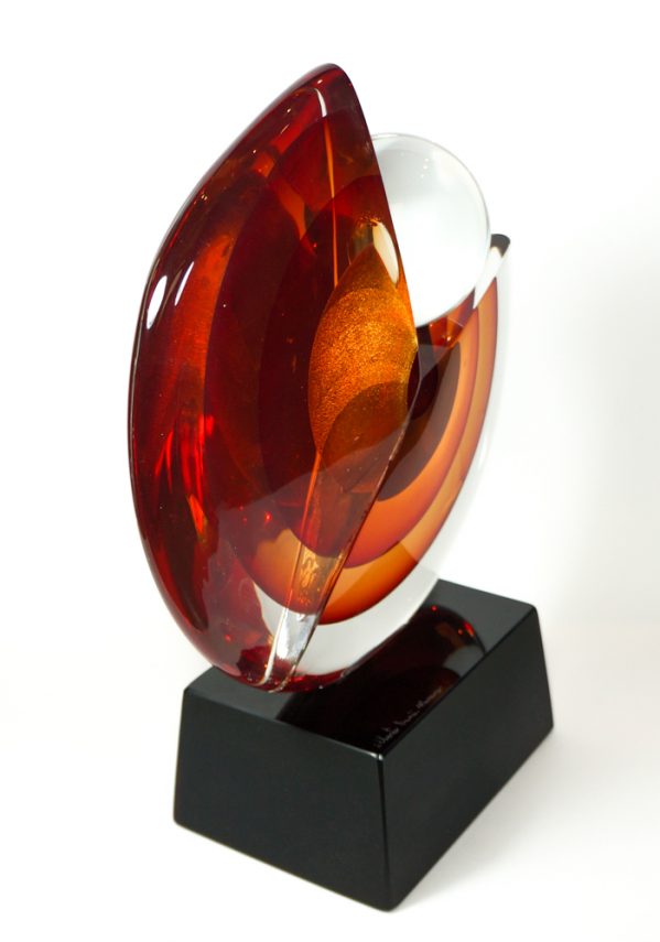 Made Murano Glass Disc Sommerso Sculpture