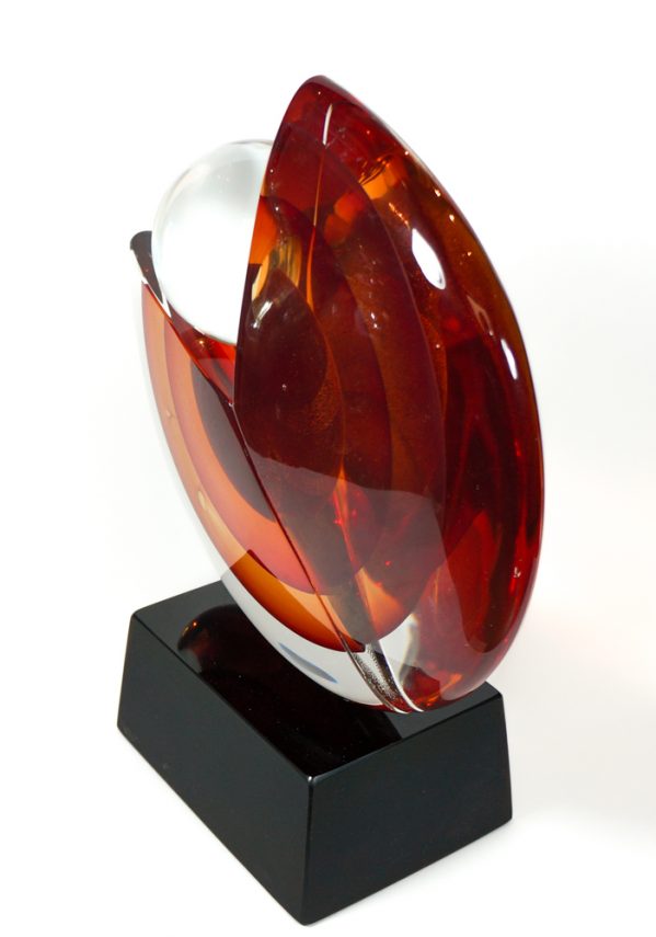 Made Murano Glass Disc Sommerso Sculpture