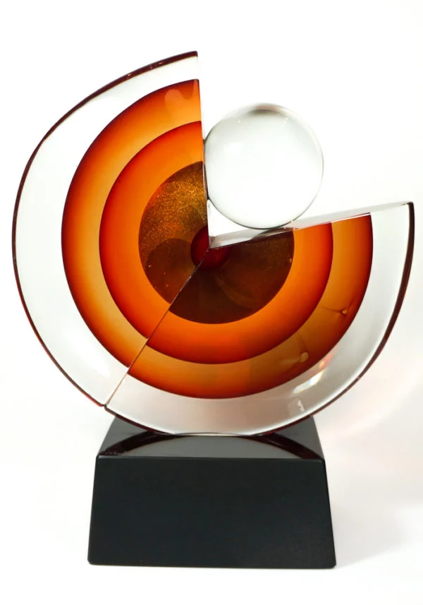 Made Murano Glass Disc Sommerso Sculpture