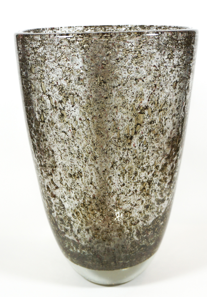 Slot Made Murano Glass Vase Brass Powder Made Murano Glass