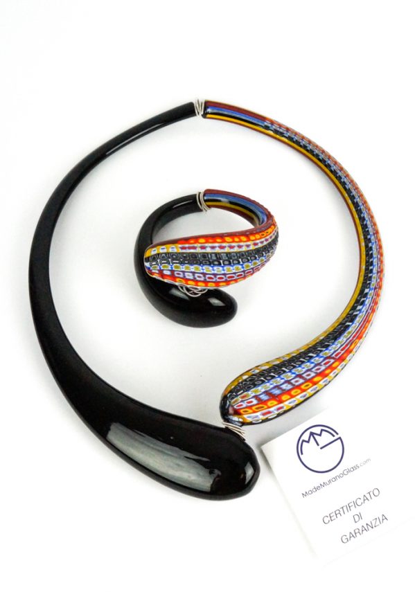 Modali Parure - Necklace And Bracelet With Millefiori