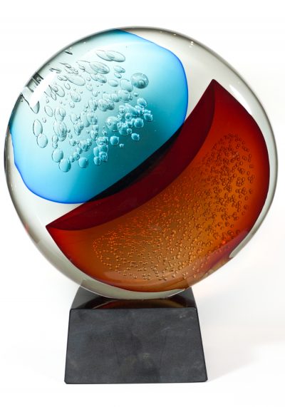 Vortice - Made Murano Glass Disc Sommerso Sculpture