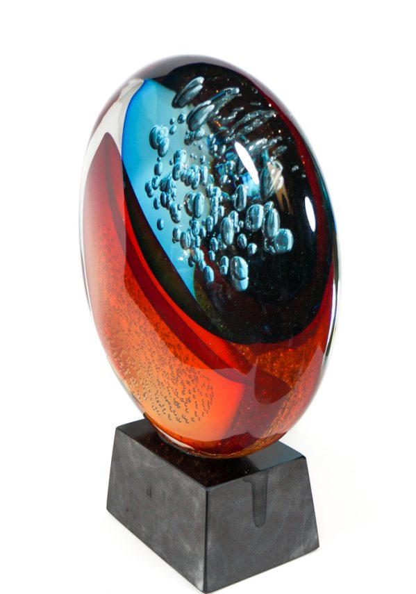 Vortice - Made Murano Glass Disc Sommerso Sculpture
