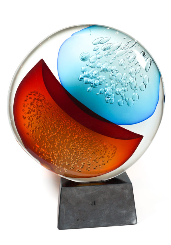 Vortice - Made Murano Glass Disc Sommerso Sculpture