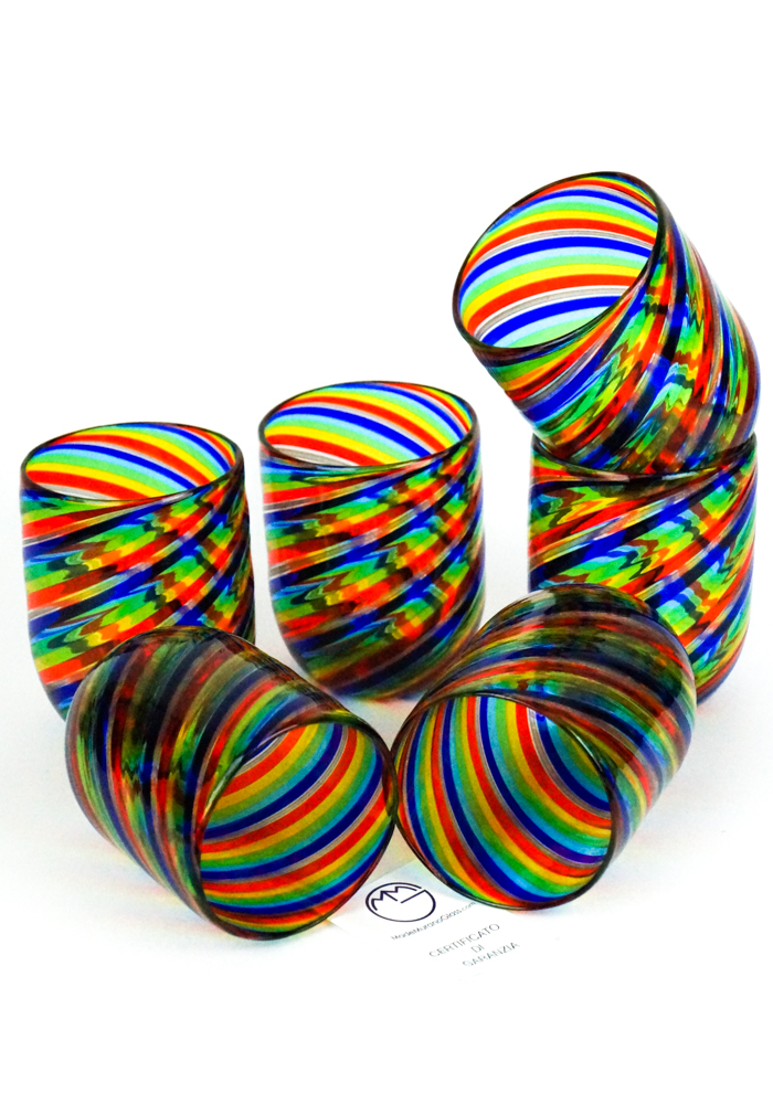 Rainbow – Set Di 6 Bicchieri Vetro Murano In Canna