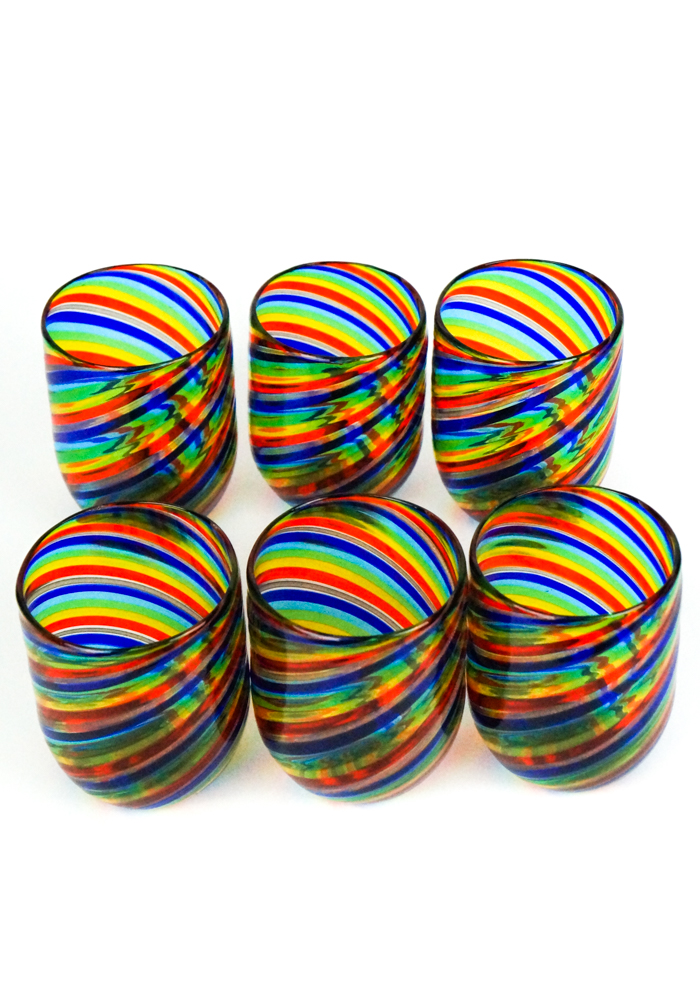 Rainbow - Set Di 6 Bicchieri Vetro Murano In Canna