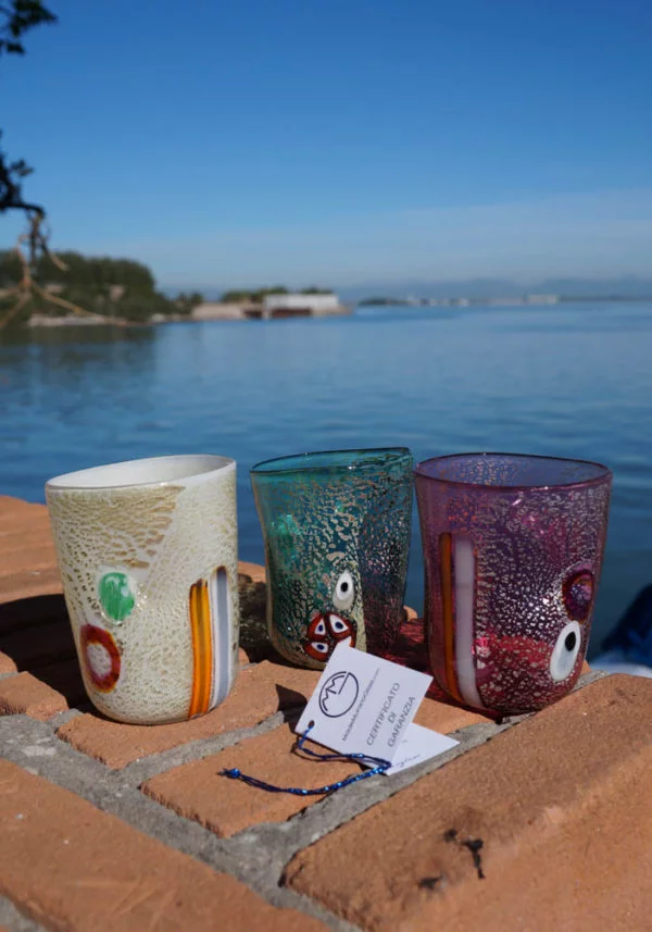 Set 3 Murano Drinking Glasses - Goto De Fornasa - Venetian Blown Glass