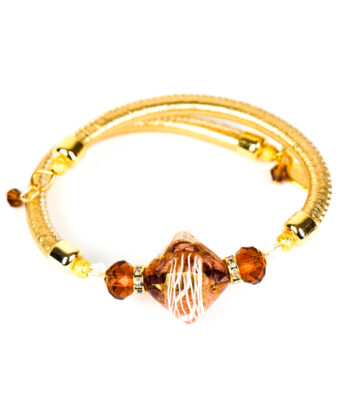 Maria - Murano Glass Bracelet - Amber Gold Filigree