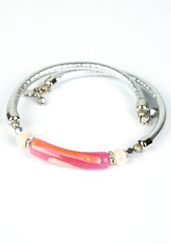Liviana - Murano Glass Bracelet - Pink Gold Filigree