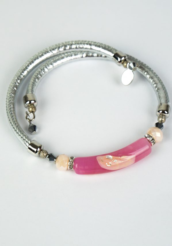 Liviana - Murano Glass Bracelet - Pink Gold Filigree
