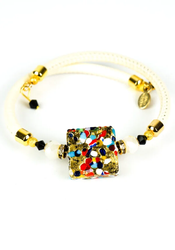 Foise - Murano Glass Bracelet - Murrina Millefiori Gold Leaf