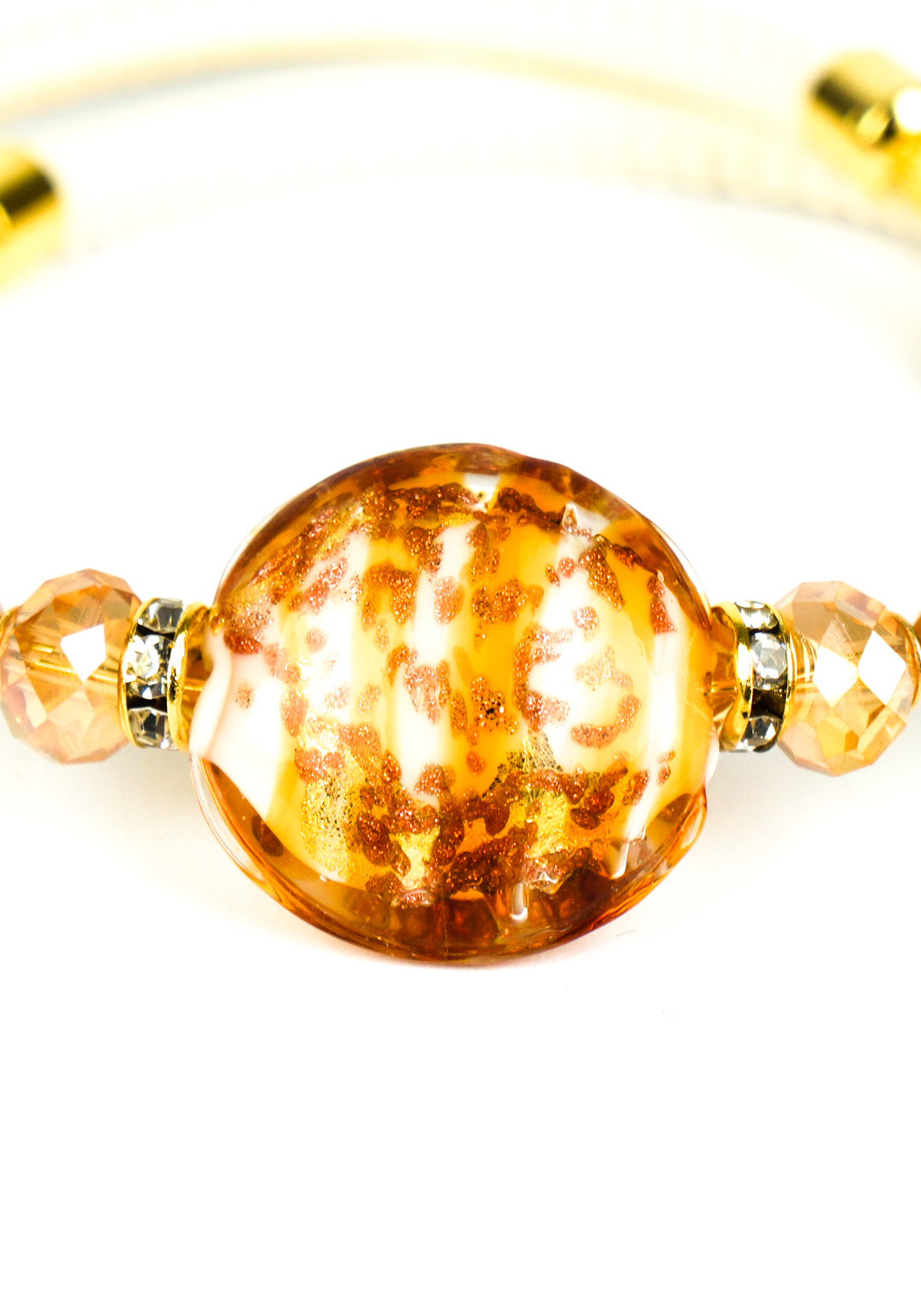 Ritmo - Murano Glass Bracelet - Amber Aventurine Gold Leaf - Made ...