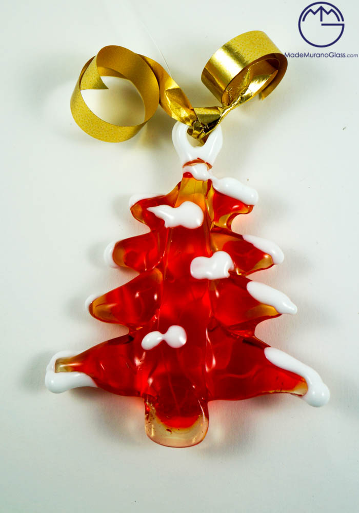 Red Christmas Tree In Murano Glass - Murano Glass Ornaments