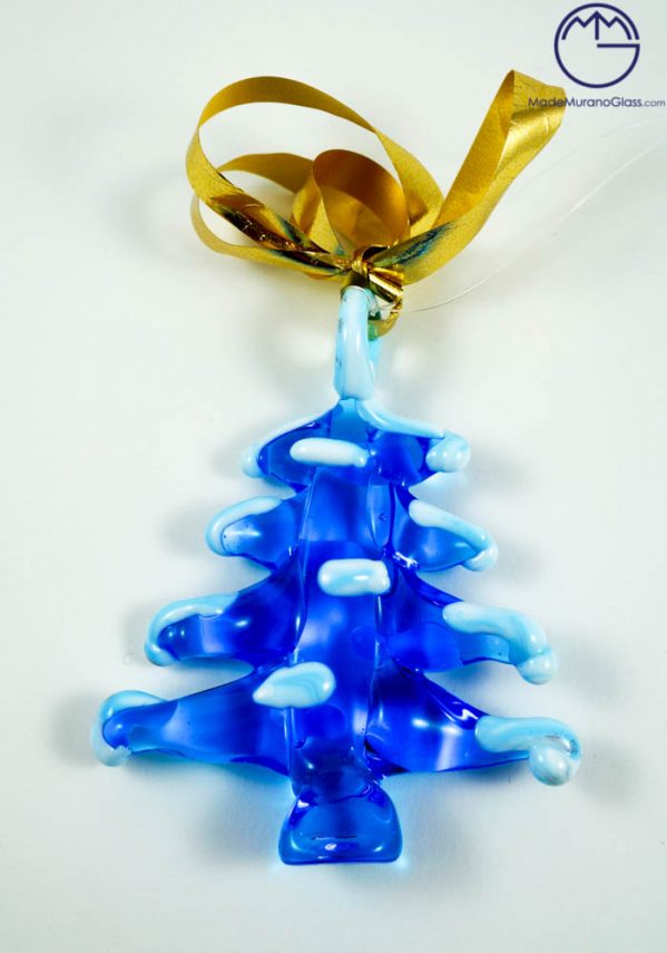 Light Blue Christmas Tree In Murano Glass - Murano Glass Ornaments