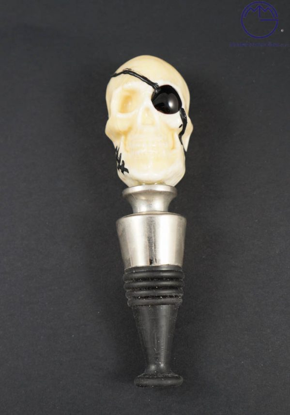 Bottle Stopper With Pirate Skull In Murano Glass